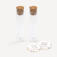 Gastgeschenk Glasröhrchen mit Aufkleber Salz & Pfeffer "Wildromantische Blüten" 2er Set