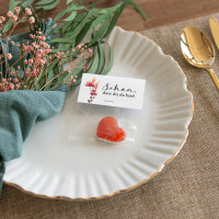 Gastgeschenk Tüte transparent mit Etikett "Trockenblumen Mohn" Schön, dass du da bist!