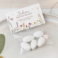 Gastgeschenk Tüte transparent mit Etikett "Wildromantische Blüten"