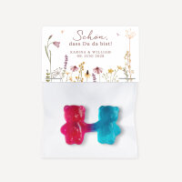 Gastgeschenk Tüte transparent mit Etikett "Wildromantische Blüten"
