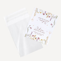 Gastgeschenk Tüte transparent mit Etikett "Wildromantische Blüten"