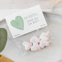 Gastgeschenk Tüte transparent mit Etikett "Herz"