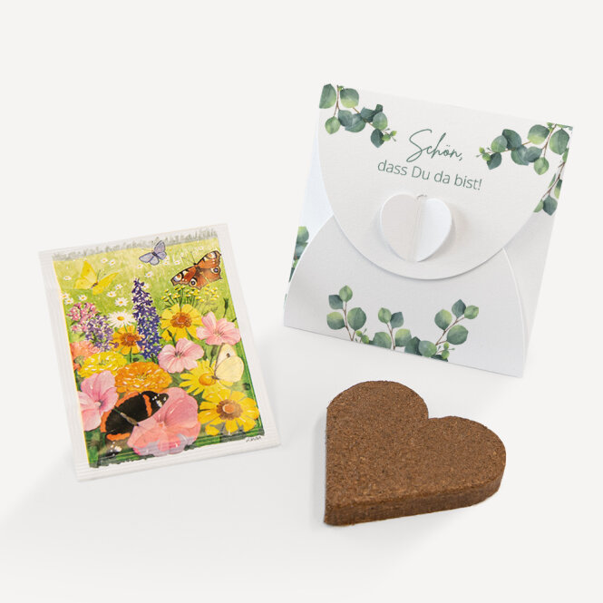 Gastgeschenk Anzuchtset Herz "Eukalyptus Geometrie"