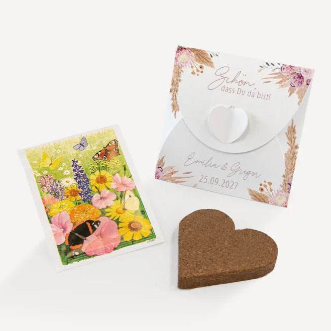 Gastgeschenk Anzuchtset Herz "Pampasgras"