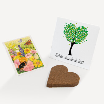 Gastgeschenk Anzuchtset Herz "Herzbaum" grün Blumenwiese online selbst gestalten