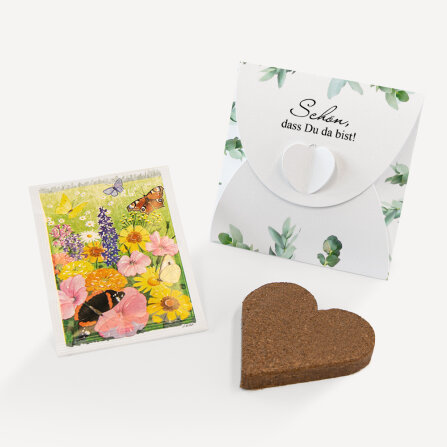 Gastgeschenk Anzuchtset Herz "Greenery" Blumenwiese online selbst gestalten