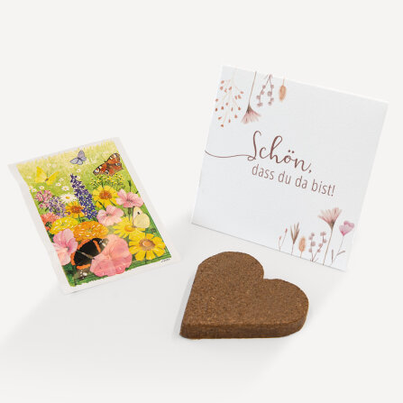 Gastgeschenk Anzuchtset Herz "Wild Flowers" Blumenwiesen Schön, dass du da bist!