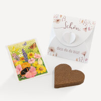 Gastgeschenk Anzuchtset Herz "Wild Flowers" Blumenwiesen Schön, dass du da bist!