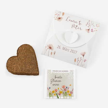 Gastgeschenk Anzuchtset Herz "Wild Flowers" online selbst gestalten