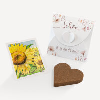 Gastgeschenk Anzuchtset Herz "Wild Flowers" Sonnenblume Schön, dass du da bist!