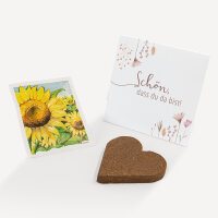 Gastgeschenk Anzuchtset Herz "Wild Flowers" Sonnenblume Schön, dass du da bist!