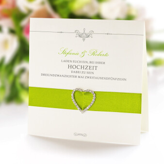 Hochzeitseinladung Romantic Elegance grün