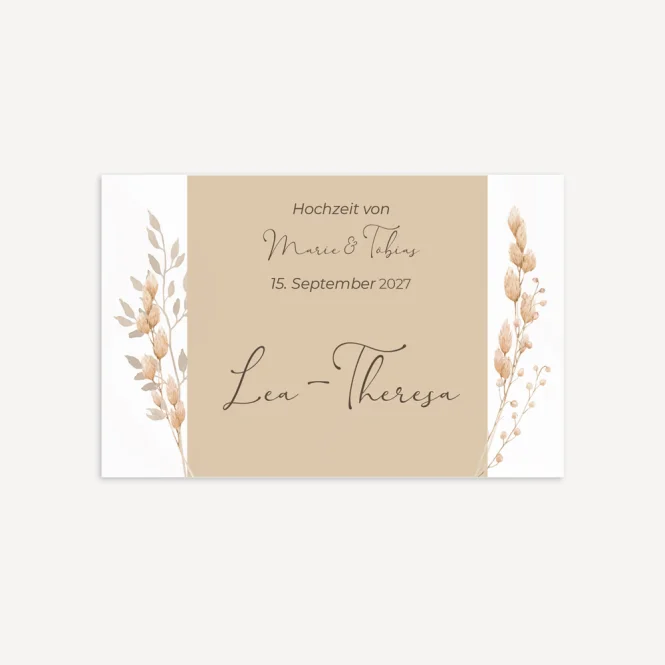 Tischkarte Hochzeit "Trockengras"