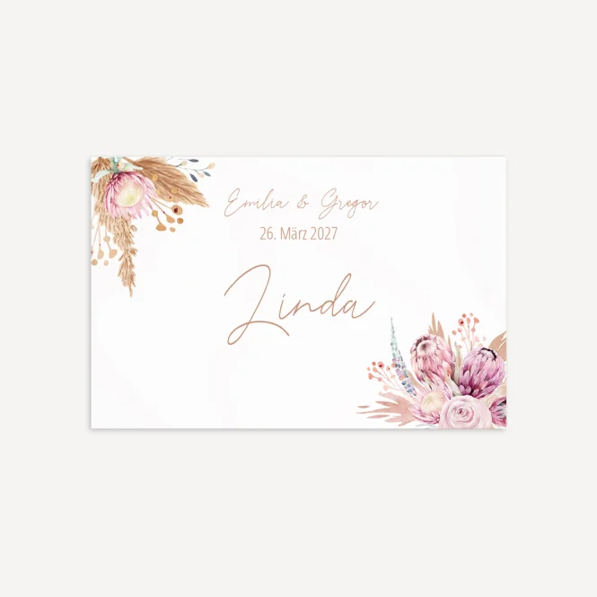 Tischkarte Hochzeit "Pampasgras"