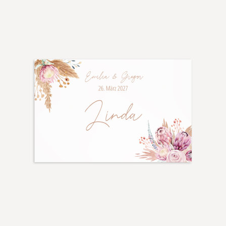 Tischkarte Hochzeit "Pampasgras" inkl. Textdruck