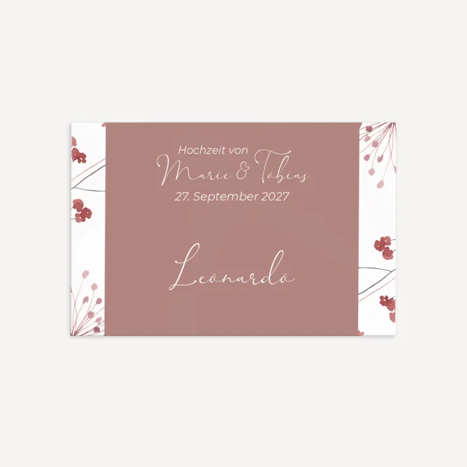 Tischkarte Hochzeit "Trockenblumen Blush"
