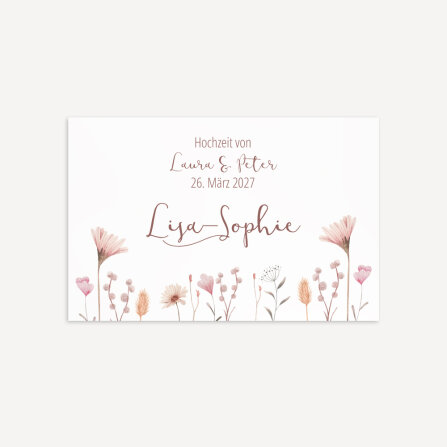 Tischkarte Hochzeit "Wild Flowers" inkl. Textdruck