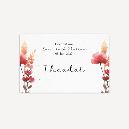 Tischkarte Hochzeit "Trockenblumen Mohn" inkl....