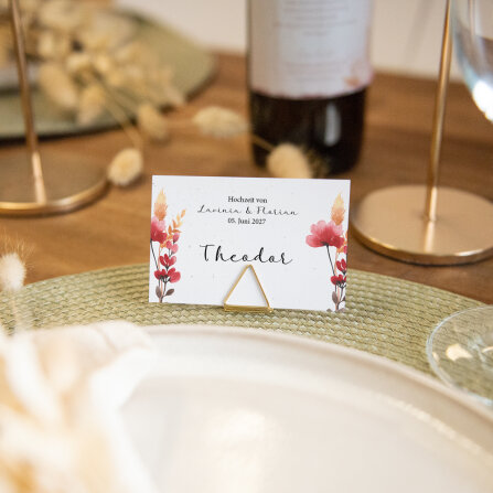 Tischkarte Hochzeit "Trockenblumen Mohn" inkl....