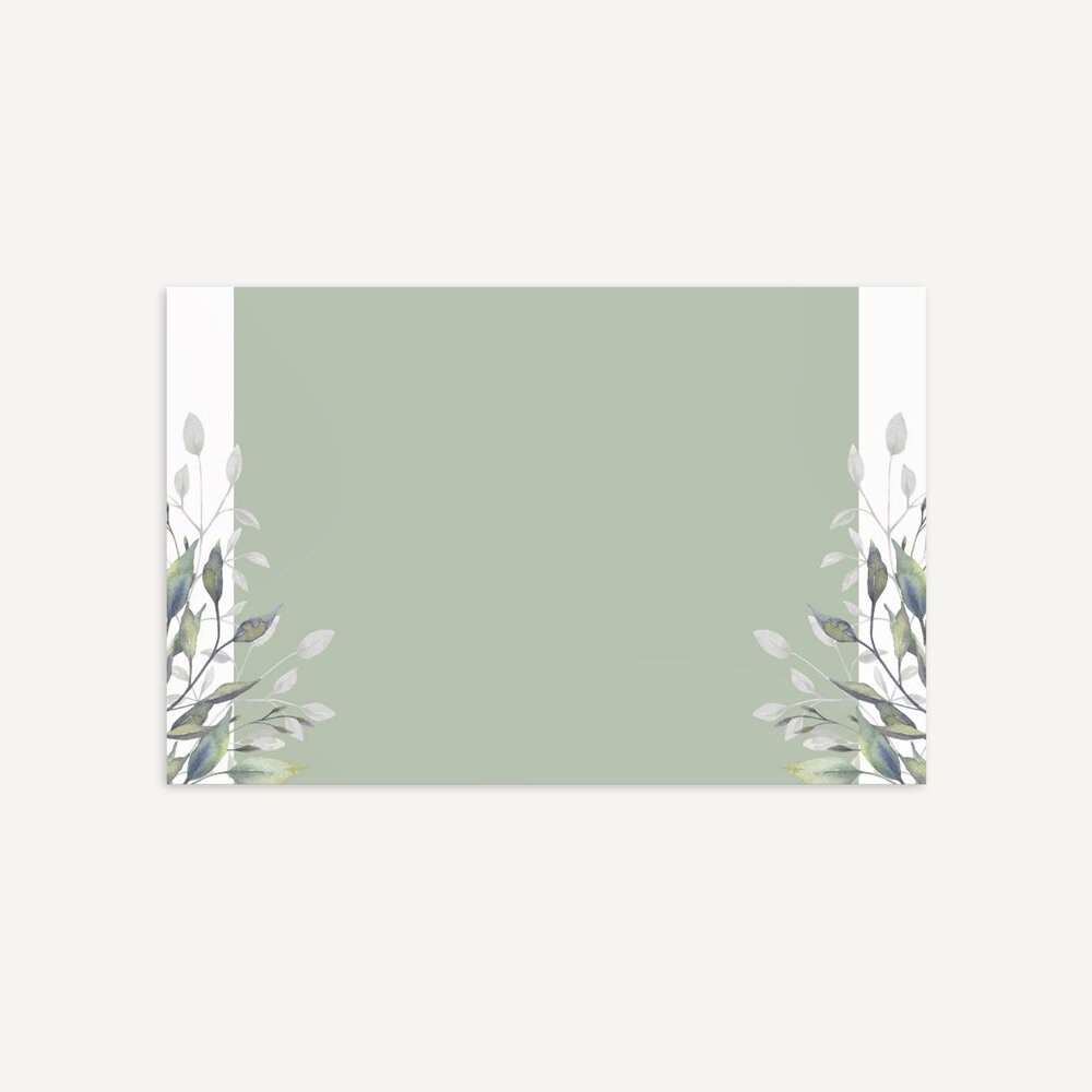 Tischkarte Hochzeit "Blätter Salbei" Muster / ohne Namen