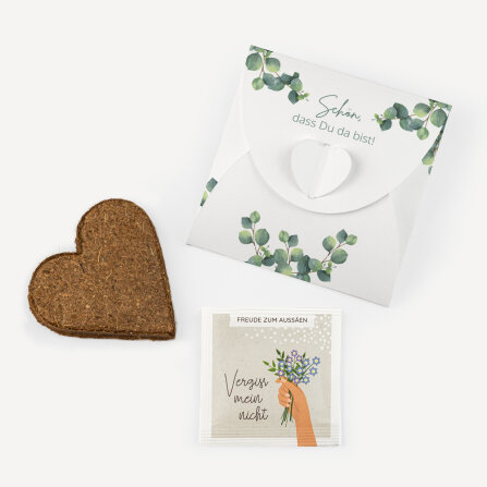 Gastgeschenk Anzuchtset Herz "Eukalyptus Geometrie" Vielen Dank