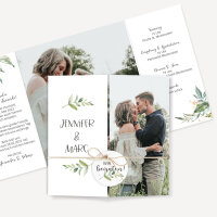 Hochzeitseinladung "Green Magic" inkl. Anhänger & cremefarbenem Band