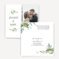 Hochzeitseinladung "Green Magic" inkl. Anhänger & cremefarbenem Band