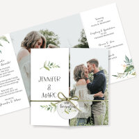 Hochzeitseinladung "Green Magic" inkl. Anhänger & grünem Band