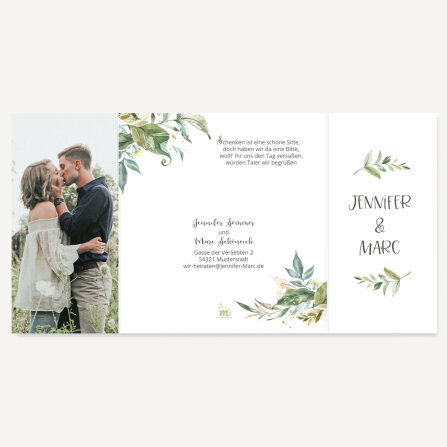 Hochzeitseinladung "Green Magic" ohne Anhänger
