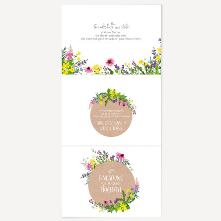 Hochzeitseinladung "Wildblumen" ohne Anhänger