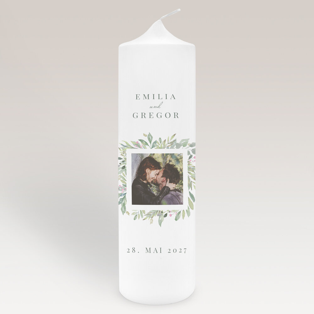 Hochzeitskerze Green Romance mit Foto