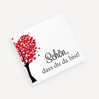 Banderole Mini Schokolade "Herzbaum" rot Schön, dass du da bist!