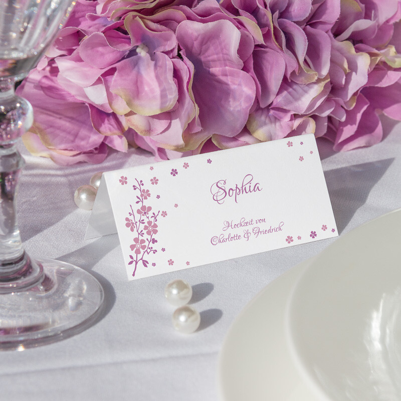 Tischkarte Hochzeit Kirschblütenzweig