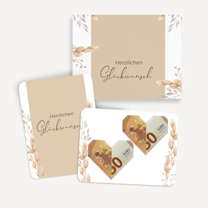 Geldgeschenk Verpackung Hochzeit mit Grußkarte...