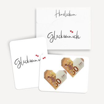 Geldgeschenk Verpackung Hochzeit mit Grußkarte "Kalligrafie"