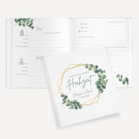 Gästebuch Hochzeit zum Ausfüllen "Eukalyptus Geometrie" inkl. personalisiertem Cover