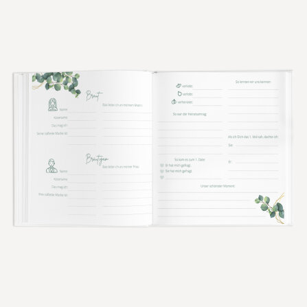 Gästebuch Hochzeit zum Ausfüllen "Eukalyptus Geometrie" unpersonalisiert