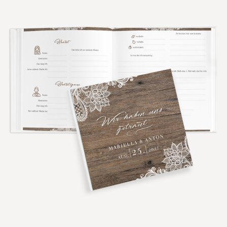 Gästebuch Hochzeit zum Ausfüllen "Holz und...
