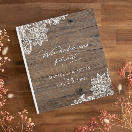 Gästebuch Hochzeit zum Ausfüllen "Holz und...
