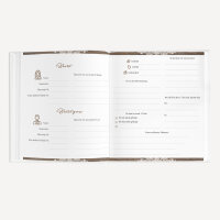 Gästebuch Hochzeit zum Ausfüllen "Holz und Spitze" inkl. personalisiertem Cover