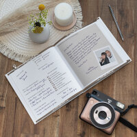 Gästebuch Hochzeit zum Ausfüllen "Holz und Spitze" inkl. personalisiertem Cover
