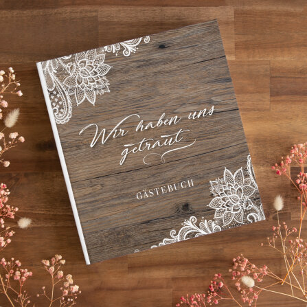 Gästebuch Hochzeit zum Ausfüllen "Holz und...