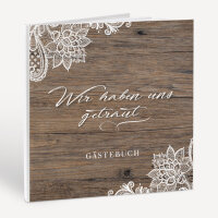 Gästebuch Hochzeit zum Ausfüllen "Holz und Spitze" unpersonalisiert