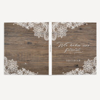 Gästebuch Hochzeit zum Ausfüllen "Holz und Spitze" unpersonalisiert