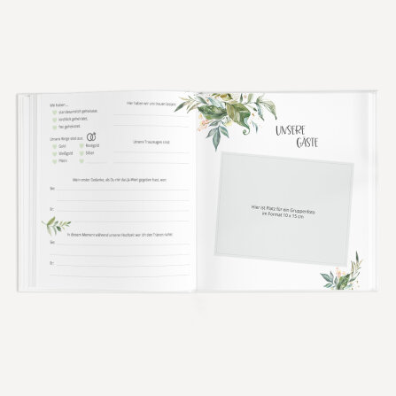 Gästebuch Hochzeit zum Ausfüllen "Green Magic" inkl. personalisiertem Cover