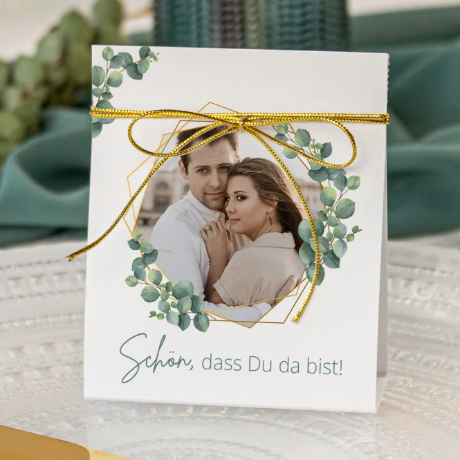 Gastgeschenk Aufsteller mit Tütchen "Eukalyptus...
