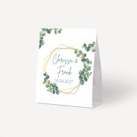 Gastgeschenk Aufsteller mit Tütchen "Eukalyptus Geometrie" online selbst gestalten