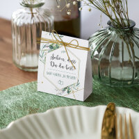Gastgeschenk Aufsteller mit Tütchen "Aquarell Eukalyptus Zweige" Schön, dass Du da bist!
