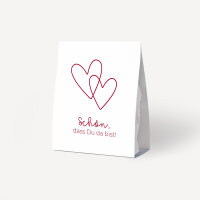 Gastgeschenk Aufsteller mit Tütchen "Zwei Herzen" Schön, dass Du da bist!