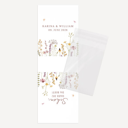 Gastgeschenk Aufsteller mit Tütchen "Wildromantische Blüten"